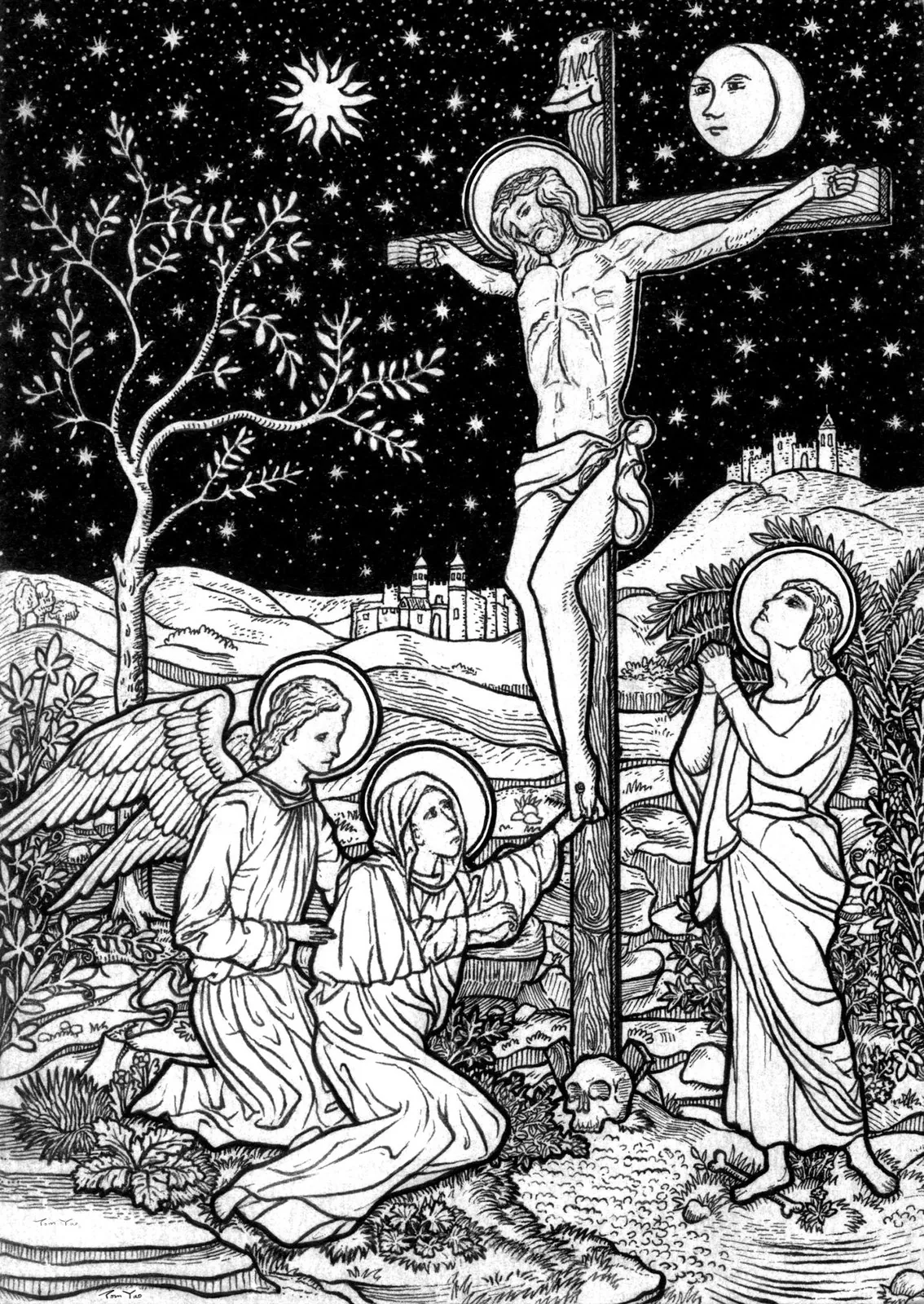 Good Friday — pen and ink drawing by Tom Yao